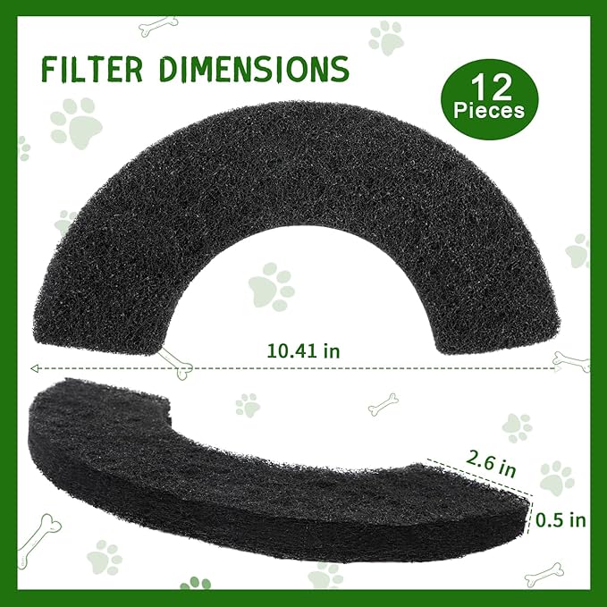 12 Pack 0.5" Thickened Activated Carbon Filters Compatible with LR 4 Connect, Automatic Cat Litter Box Filters Replacement Charcoal Filter Sheet to Absorb Odors Control Pet Damp Keep Home Fresh