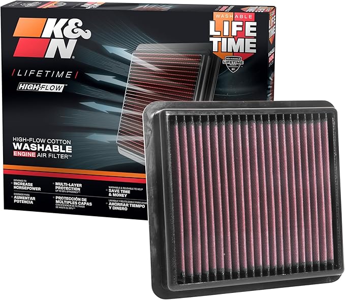 K&N High-Flow Original Lifetime Engine Air Filter: Increase Power: Premium, Washable: Compatible with Select 2018-2022 HONDA: Accord, 33-5074