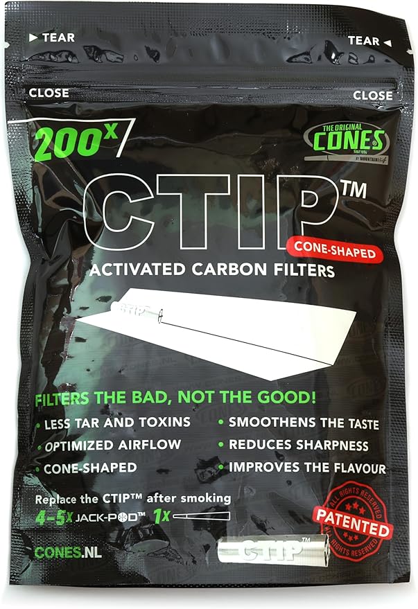 CTIP Activated Charcoal Carbon conical Filter Tips in Metal Aluminum housing - box/200
