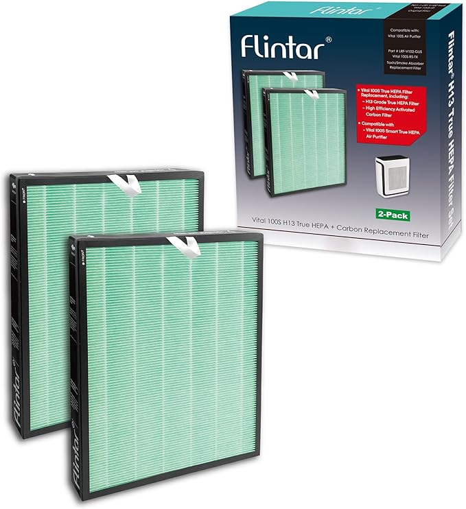 Vital 100S Toxin/Smoke Absorber Filter, Compatible with LEVOIT Vital 100S Air Purifier, H13 Grade Filtration + Activated Carbon filter, Part # Vital 100S-RF-TX, 2-Pack