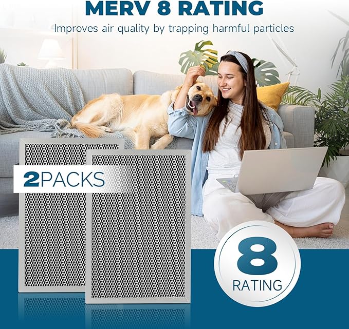 2-Packs 5695 Washable MERV 8 Dehumidifier Filter 8x12x1 Compatible with AprilAire Whole-House Models 1820 1820Z E070 E070KZ E070KZM E070N E070T E070Z Replacement Filter