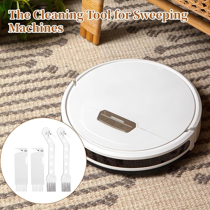 4 PCS Handheld Vacuum Brush Cleaner Tool, Universal Vacuum Brush Cleaning Tool, 2-in-1 Roller Cleaning Tools for Sweeping Robot (White)