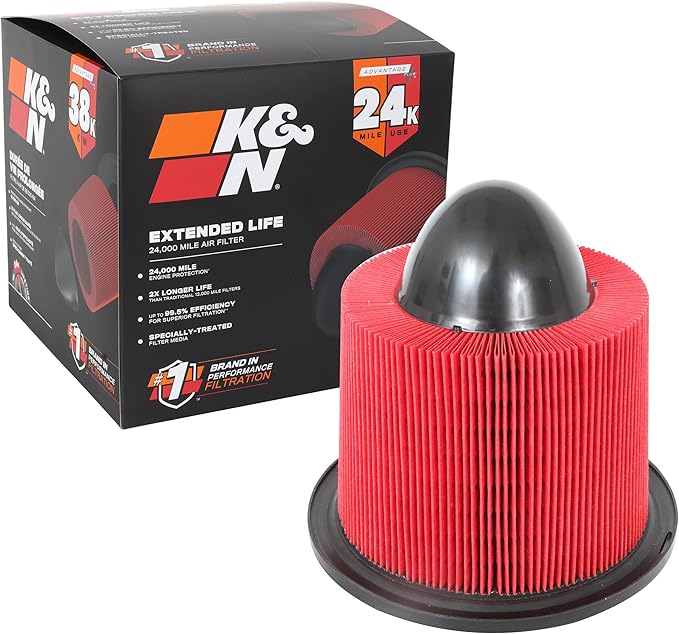 K&N Engine Air Filter: Extended Life 24,000 Mile Replacement Air Filter: Compatible with 1995-2017 Ford Super Duty V8/V10 (E150, E250, E350, E450, Mustang and other vehicle models), KNF-0945