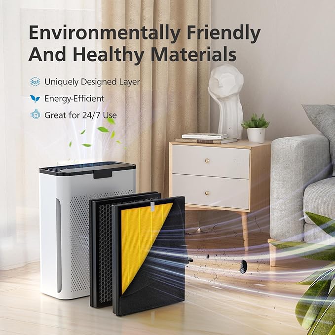 KJ190L Pet Care Washable Filter For MOOKA KJ190L Air Purifier, 3 Stage Filtration KJ190 Filter Removes Pollen Smoke Pet Hair Dust, More Activated Carbon For Pet Odor and Dander, 2 PACK for Pets