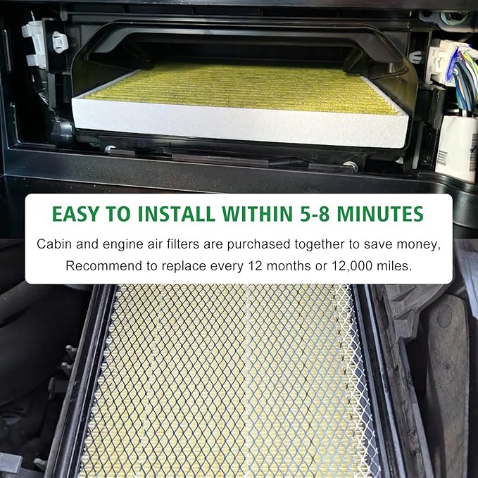 Capume 2PCS Cabin Engine Air Filter JMY09 JMP100 Kit Fits for Tacoma 3.5L 2016 2017 2018 2019 2020 2021 2022 2023, Replacement for 178010P100, CA11895, 87139YZZ09, CF10374