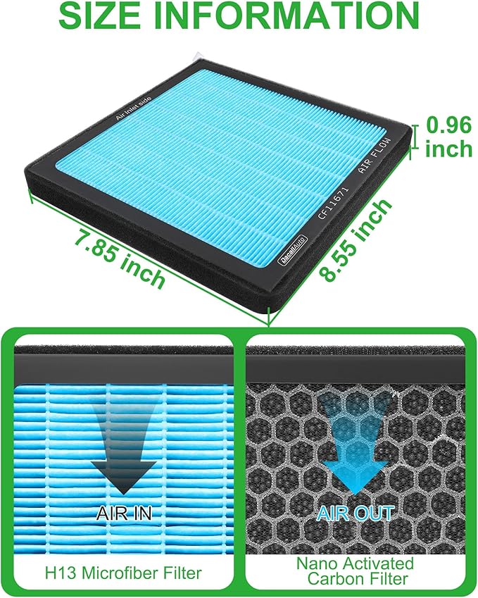 CF11671 Activated Carbon Beads Cabin Air Filter fit for RAM 1500 2500 3500 4500 5500 (2016-2025), for Jeep Wagoneer (2022-2025), for Mazda CX-7 (2007-2012)