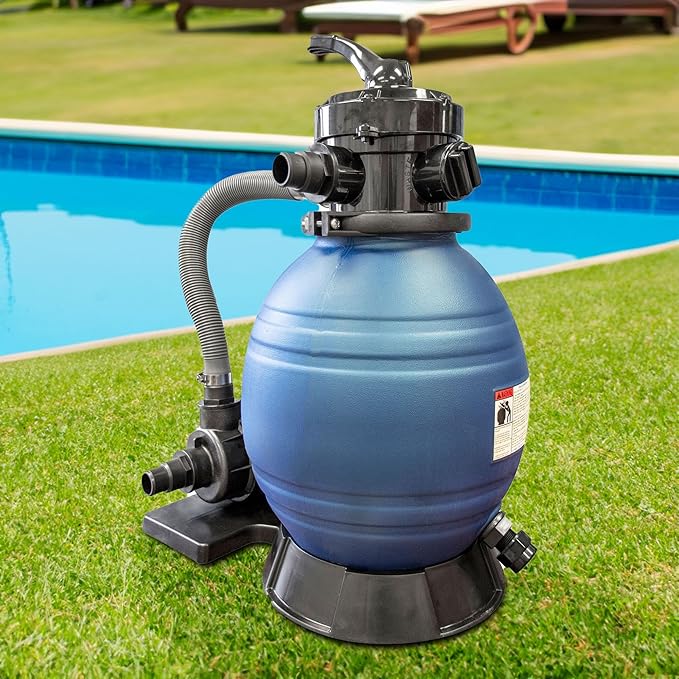 SWIMLINE HYDROTOOLS Complete Sand Filter System, 12" Tank - for Above-Ground Pools Up to 8,000 Gallons, Single Speed Pump, 0.3 THP, 1,980 GPH, 4-Way Multi-Port Valve, 42 lb Capacity