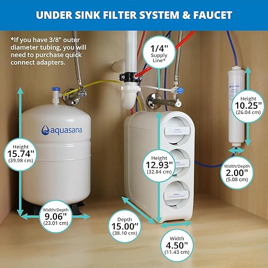 Aquasana SmartFlow® Reverse Osmosis Water Filter | RO Under Sink System | WQA Certified up to 99.99% of 90 contaminants Including Fluoride, PFAS, Arsenic, Lead, and Chlorine | Does not Include Faucet