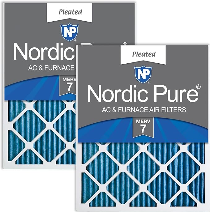 Nordic Pure 12x24x1 (Actual Size: 11 1/2 x 23 1/2 x 3/4) Pleated MERV 7 Air Filters 2 Pack