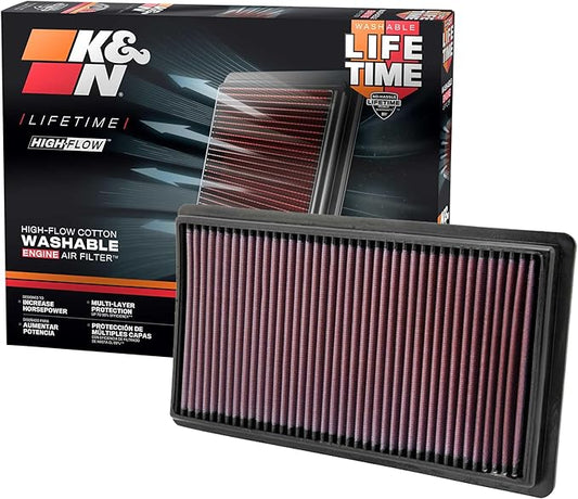 K&N High-Flow Original Lifetime Engine Air Filter: Increase Power: Premium, Washable: Compatible with 2007-2026 Ford/Lincoln/Mazda: (See Product Description for Select Models) 33-2395