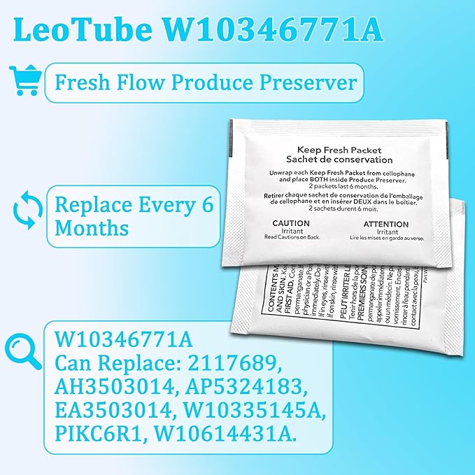 W10346771A Produce Preserver Filter and W10311524 Air Filter Replacement for Whirlpool/KitchenAid Refrigerators – Keep Food Fresher Longer & Eliminate Odors, Essential Combo Pack (6)