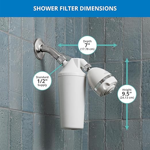 Aquasana Shower Filter for Hair & Skin | Reduces 90% of Chlorine | Shower Head with 3 Settings | Dermatologist-Recommended | WaterSense Certified | AQ-4100-E