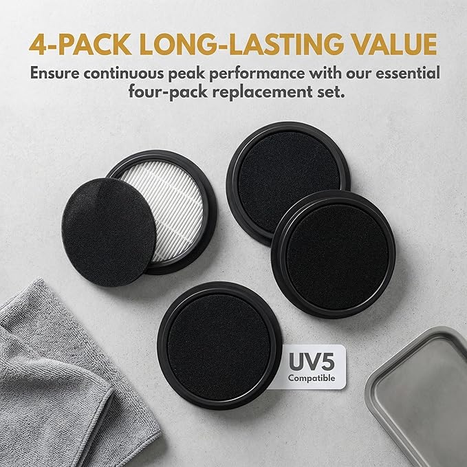 Vacuum Cleaner Filter Replacement Compatible with UNINELL HOME UV5 Cordless Vacuum Cleaner Filter-4Pack