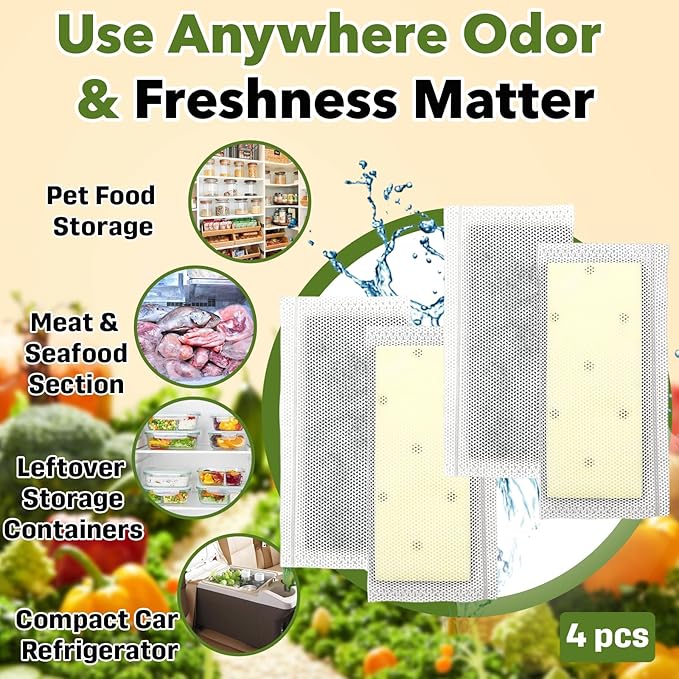 4-Pack Filter Refills Replace PureAir PK-2 Produce Keeper Plus, Compatible with Frigidaire Gallery Models GRMC2273BF, GRMC2273BD, GRMG2272BF, CrispSeal Plus, Activated Carbon Air Filter FRPAPK2RF