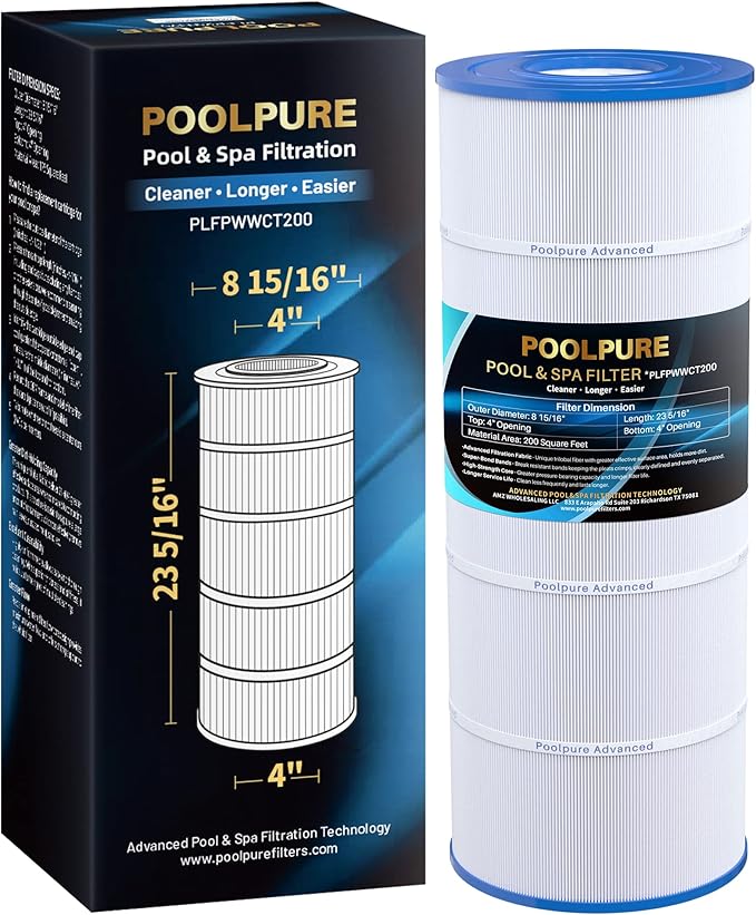 POOLPURE PWWCT200 Replacement Cartridge for Waterway Clearwater II 200, p/n 817-0200N, PWWCT200, Unicel C-8419, Filbur FC-1288 1PACK (23 5/16""×8 15/16""), White, PLFPWWCT200