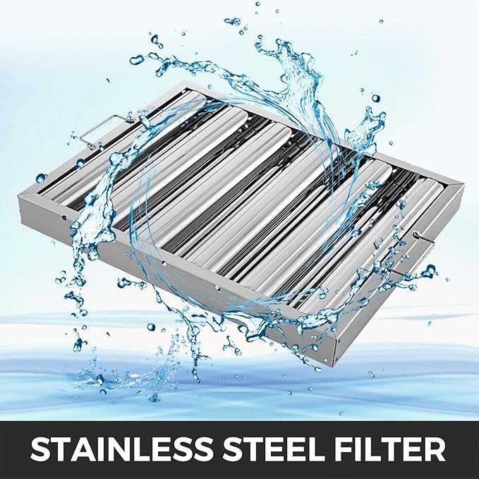 VBENLEM Pack of 6 Hood Filters 19.49”L x 15.55”W 430 Stainless Steel 5 Grooves Commercial Hood Filters, Range Hood Filter for Grease Rated Commercial Kitchen Exhaust Hoods