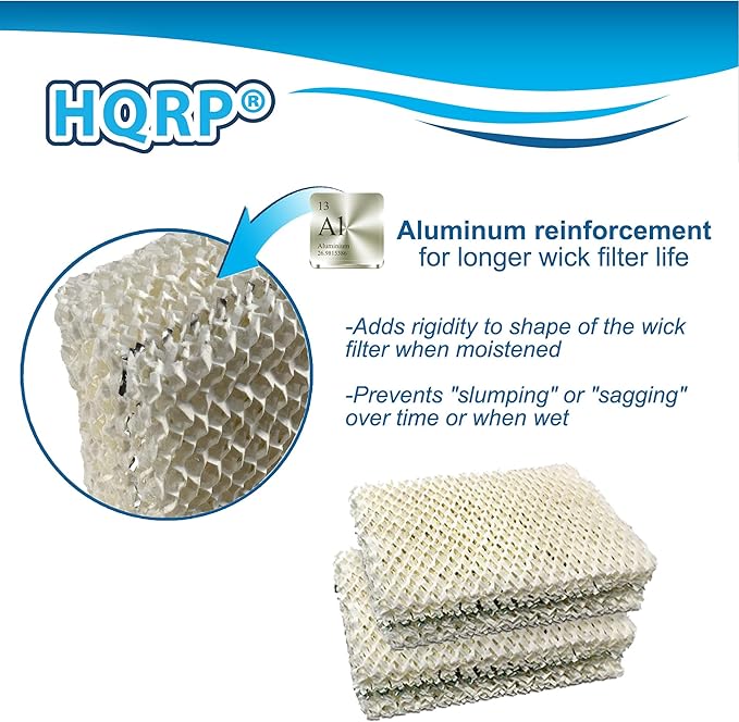 HQRP 4-Pack HDC-12 Super Humidifier Wick Filter Replacement for Essick Air AIRCARE HDC12 for EA1407, HD1409 Evaporative Humidifiers, BestAir ES12