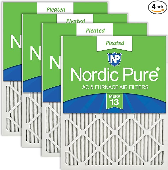 Nordic Pure 20x25x1 (Actual Size: 19 1/2 x 24 1/2 x 3/4) Pleated MERV 13 Air Filters 4 Pack