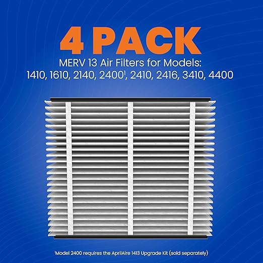 AprilAire 413 Replacement Filter for AprilAire Whole House Air Purifiers - MERV 13, Healthy Home Allergy, 16x25x4 Air Filter (Pack of 4)