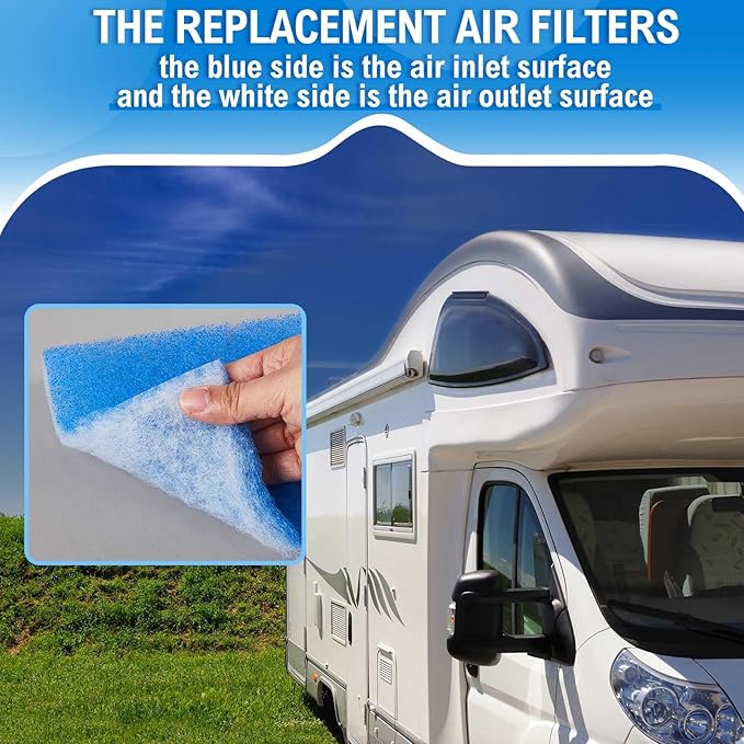 Ziliny 10 Pack RV AC Filters for Air Conditioner Vent 14 x 6 Inch RV Filters Replacement for Air Conditioner Vent Compatible with MERV 8 AC Filter(Rectangle with Hole)