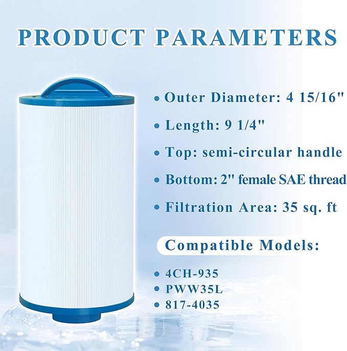 Spa Filter Compatible with 4CH-935, PWW35L, Waterway 35 SF, SD-01235, PDC580-AFS, X268554, X268535, 817-4035, FC-0170, 2 Pack