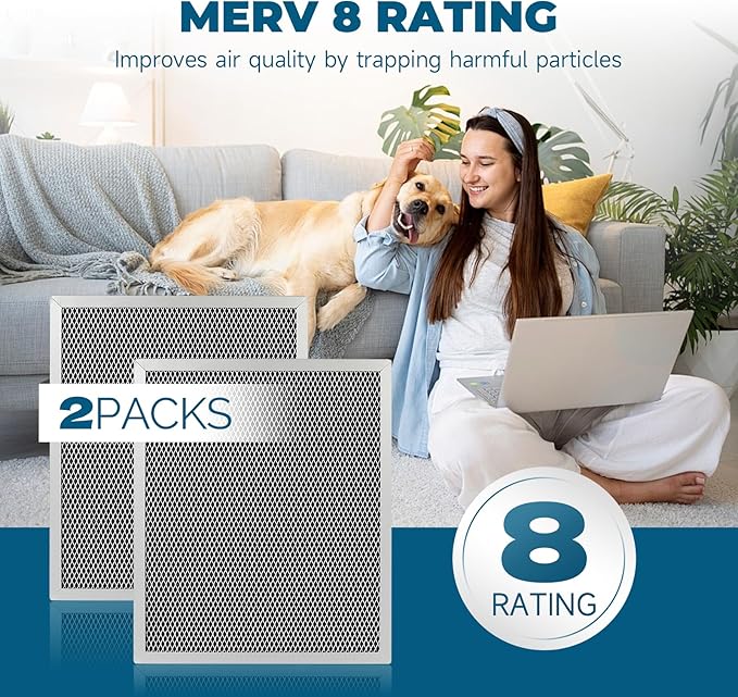 2-Packs 5443 Washable MERV 8 Dehumidifier Filter 10x12x1 Compatible with AprilAire Whole-House Models1830 1850 1852 and Ventilation Models 8191 8192