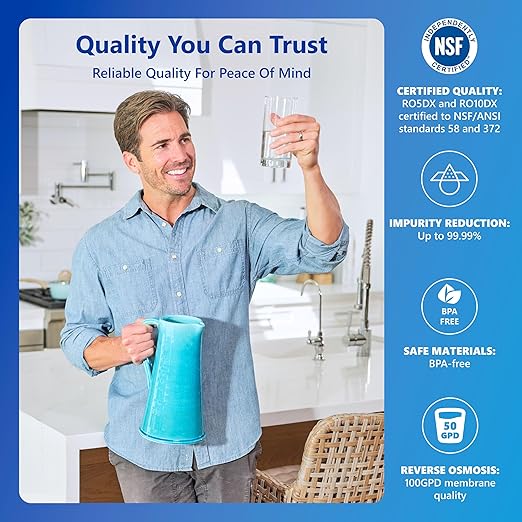 Express Water NSF Certified Reverse Osmosis Water Filter System, Chrome Faucet, Extra 4 Filters, Under Sink 5-Stage RO Drinking System – High Capacity 50 Gallons Per Day, Fast Flow, 3.2 Gallon Tank
