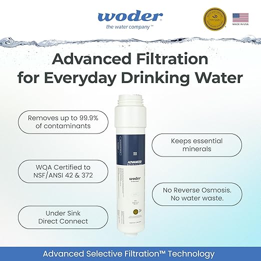 Inline Water Filter, John Guest Fittings, Removes PFAS, Lead, Chromium-6 & Chlorine, Keeps Essential Minerals, WQA Certified, Ultra High Capacity, US Made (Gen4)