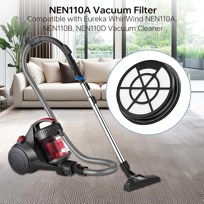 6 Pack NEN110A/NEN110B/NEN110D Vacuum Filters for Eureka, Compatible with Eureka WhirlWind Bagless Canister Vacuum Cleaner, Inlet Frame and Sponge Filter