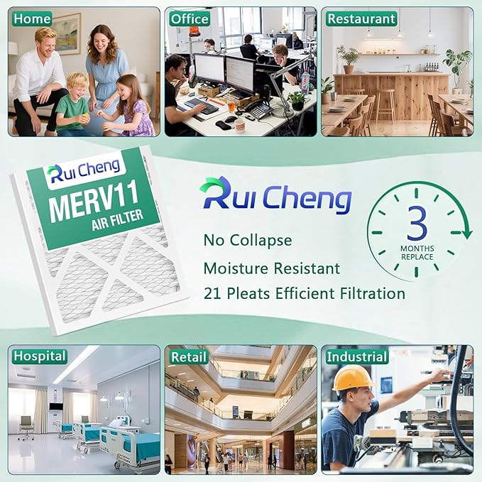 6 Pack Updated 10x10x2 Air Filter, pertain Merv 11 MPR1000 HVAC Pleated A/C Furnace Filters (Actual Size: 9.5x9.5x1.75)