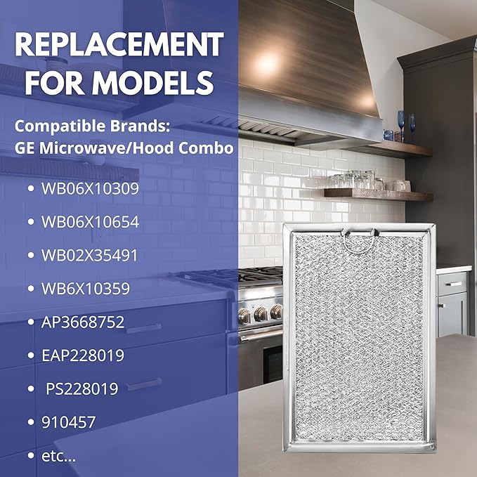 Nispira Replacement Range Hood Microwave Grease Filter Compatible with GE WB06X10309 LG 5230W1A012E - 4 Packs