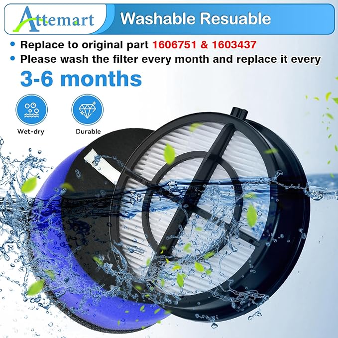2790 Filter Replacement for Bissell Pet Hair Eraser Turbo Pro/Plus Vacuum 27909 2790W 2281 2461 3126 31269, for Bissell Pet Hair Eraser Turbo 2475, Replace to part # 1606751 & 1603437, 4 Pack
