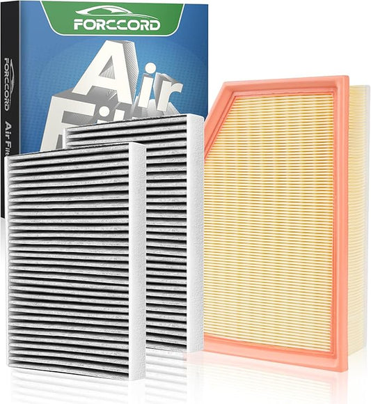 Cabin & Engine Air Filter Kit Fit for 2019-2023 BMW X5 X7 X6 3.0L Only; 2017-2023 BMW 530i / 540i / 530e / 740i / 840i xDrive 2.0L/3.0L Replace#64115a1bdb6 13718691835 (3-Pack Filters)