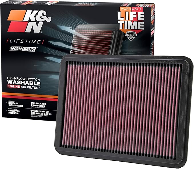 K&N High-Flow Original Lifetime Engine Air Filter: Increase Power: Premium, Washable: Compatible with 2000-2010 Lexus/Toyota: GX470, 4Runner, land Cruiser, Sequioa, Tundra, 33-2144
