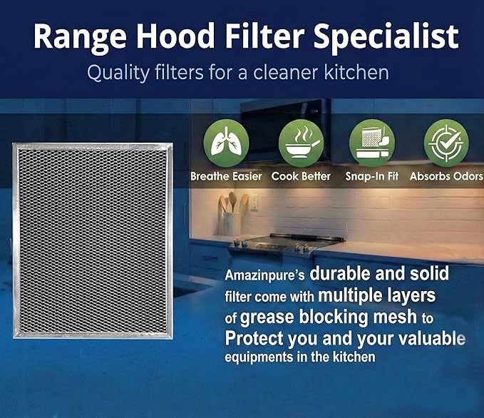 4X BPSF30 99010308 WB02X10707 compatible with GE and Broan QS WS NON-Ducted Thick Range Hood Charcoal Carbon Filters 10.8 X 13.3 X 0.09 inches (4)