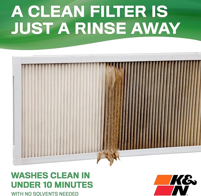 K&N 14X14X1 HVAC Furnace Air Filter, Lasts a Lifetime, Washable, Merv 13, the Last HVAC Filter You Will Ever Buy, Breathe Safely at Home or in the Office, HVC-13-11414