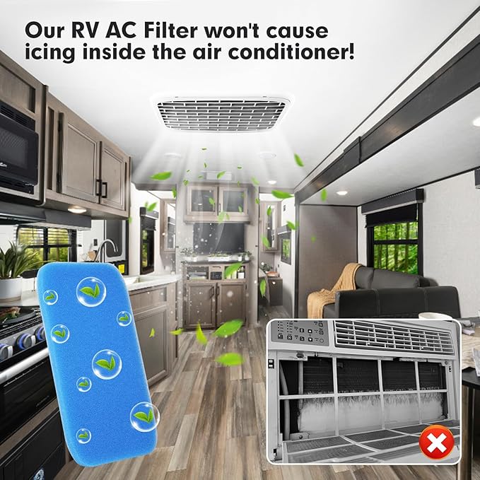 RV AC Filter RV Air Filters Replacement for Air Conditioner Vent, Washable AC Filter 12.875 x 5.5 for Camper Vent MERV 6 AC 160g 4-PACK