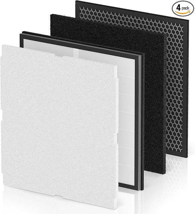 4 Pack MinusA2 Filter Replacement Kit Compatible with MinusA2 Air Purifi-ers, SPA-700A, SPA-780A, SPA-780N, 4-in-1 HEPA and Activated Carbon Filter [for Odor]