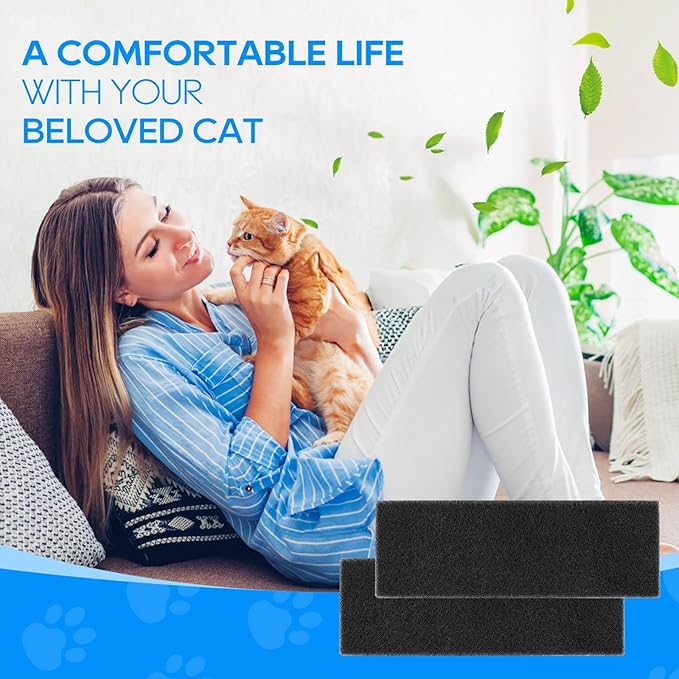 Carbon Filters for Cat Litter Box 3, Activated Carbon Filters Compatible with Model LR 3, Accessories Replacement to Absorb Odors from Pets, 6 Pack