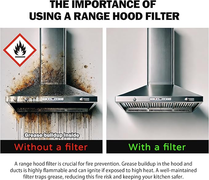 SunnyPoint Range Hood Replacement Filter - 8.75" x 10.5" x 0.37", Universal Aluminum Mesh and Charcoal Carbon Combo Filter, Compatible with Broan Nutone 6105C, 41F, 97005687, and 97007696 (Set of 1)