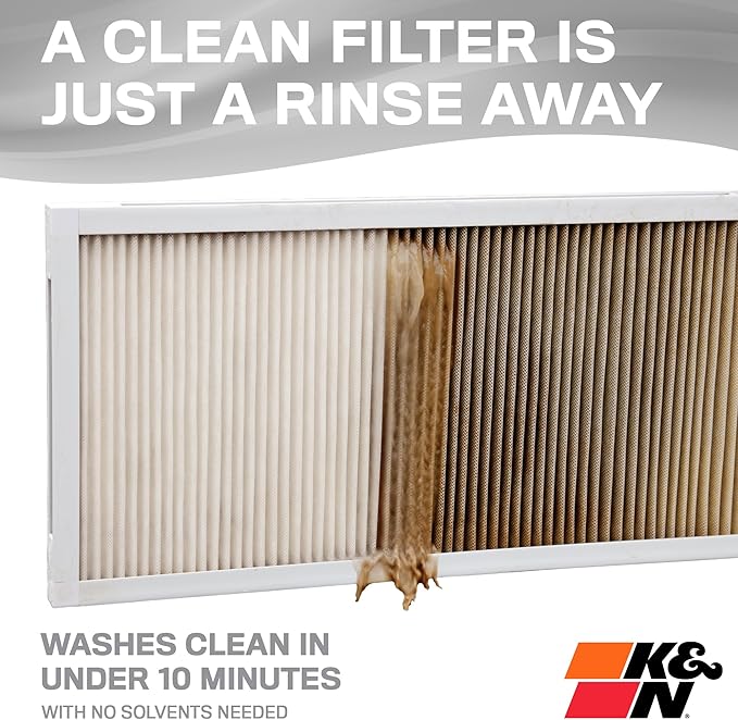 K&N 18X18X1 HVAC Furnace Air Filter, Lasts a Lifetime, Washable, Merv 8, the Last HVAC Filter You Will Ever Buy, Breathe Safely at Home or in the Office, HVC-8-11818