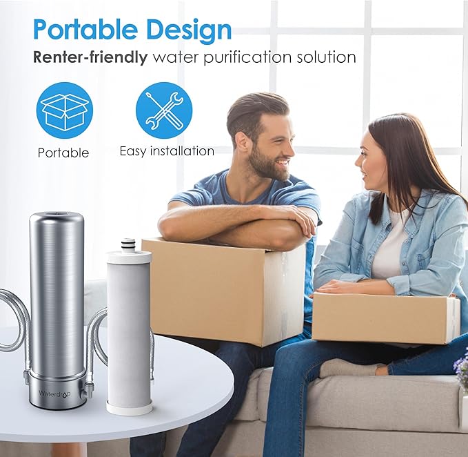 Waterdrop WF13 Under Sink Replacement Water Filter, Replacement for AS13/BS13/AP13, NSF/ANSI 42 Certified, 6 Stage Stainless Steel Under Sink Water