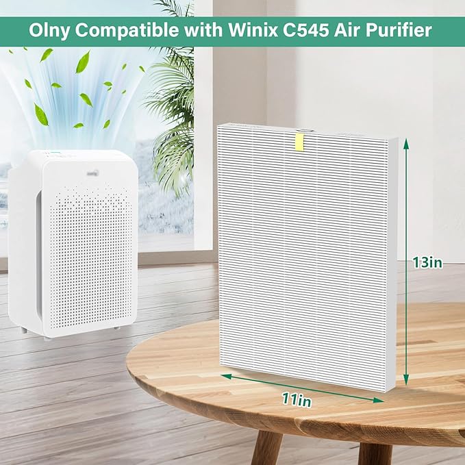 4 Pack C545 True HEPA Replacement Filter S Compatible with Winix C545, B151, P150, 9300 Air Purifier, Ture HPEA Filter S Only, Part number 1712-0096-00