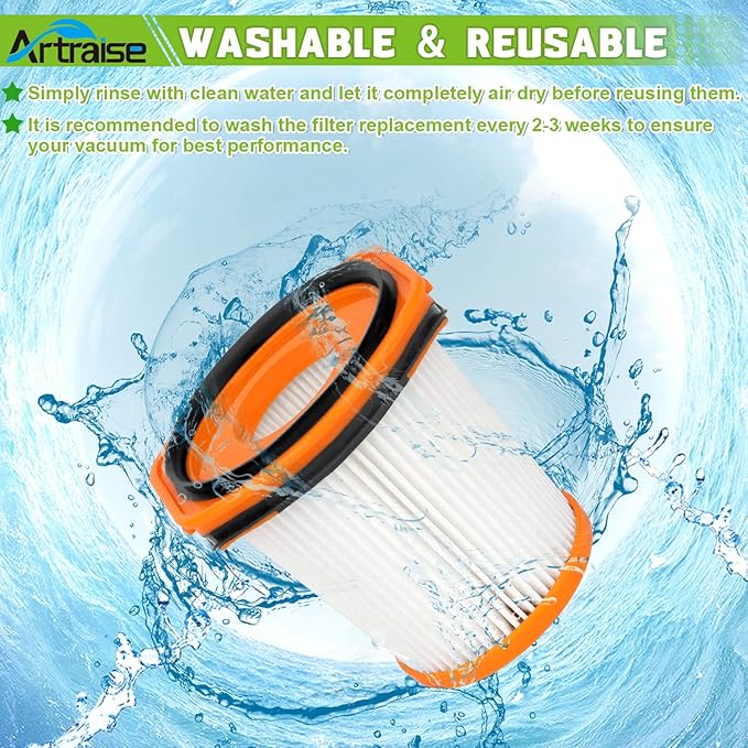 Artraise WS642AE Filter Replacement for Shark WS642AE WS640AE Wandvac Self-Empty System Ultra-Lightweight Powerful Cordless Stick Vacuum (4 Pack Filters)