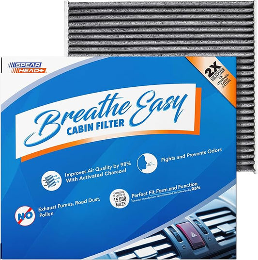 Spearhead Odor Defense Breathe Easy AC & Heater Cabin Filter | Fits 2015-2017 Chrysler 200, 2014-2018 Cherokee Like OEM | Up to 25% Longer Lasting w/Activated Carbon (BE-000)