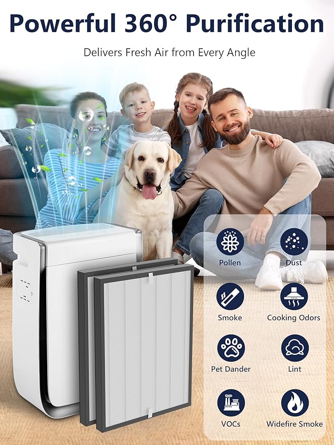 3000 Replacement Filter Compatible with Air Doctor 3000 Air Purifier – 2 Premium Efficiency Filters Compare to Part# ADF3001 (Not Compatible with 3500)