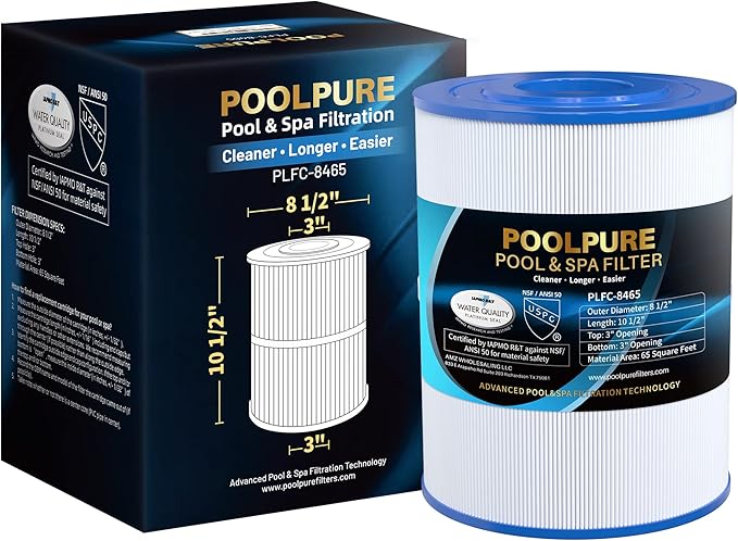 POOLPURE C-8465 Spa Filter Replaces Watkins 31114, Pleatco PWK65, Filbur FC-3960, 71827, 71828, Watkins 65 sq.ft Tiger River Spa Filter 1 Pack (Standard)