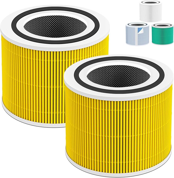 Core 300 Pet Care Replacement HEPA Filter for LEVOIT 300 300-P 300S 300S-P, H13 True HEPA Activated Carbon, 99.97% Filtration Dust Pollen Pet Dander Smoke, Replaces Core 300-RF-PA, 2 Pack Yellow
