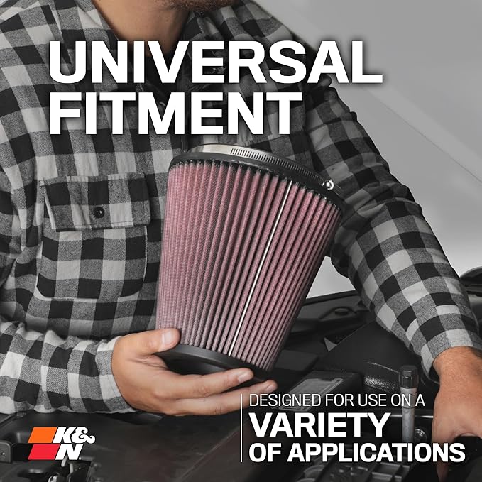 K&N High-Flow Original Lifetime Universal Clamp-On Air Filter: High Performance, Premium, Washable: Flange Diameter: 2.75 In, Filter Height: 6 In, Flange Length: 2 In, Shape: Round, RU-3190