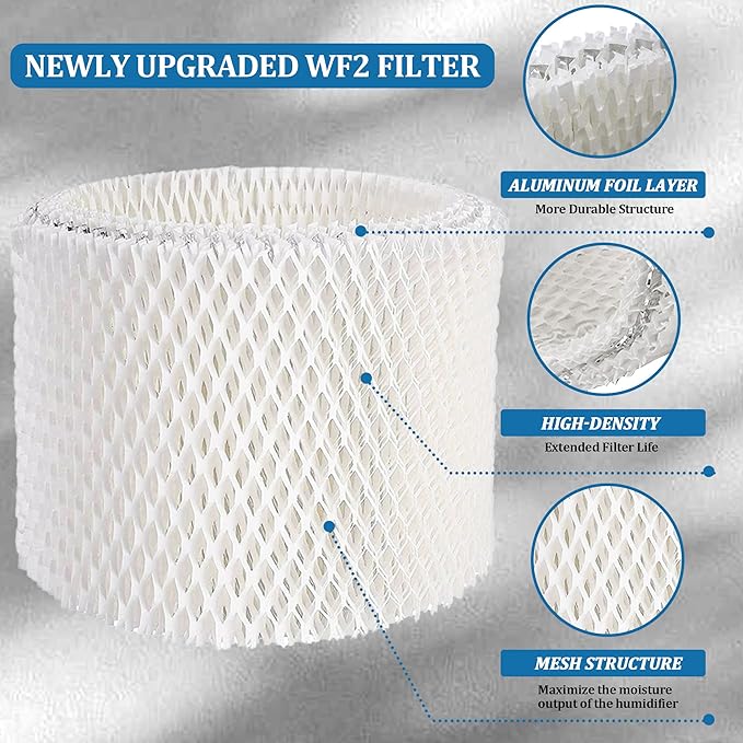 Cenipar WF2 Humidifier Filters Replacement for Kaz for Vicks Humidifier Filters V3100, V3500, V3700, V3900 Enviracaire ECM-500 Sunbeam SCM1118 SCM1119 SCM1120 Series WA-8D, 2 Pack